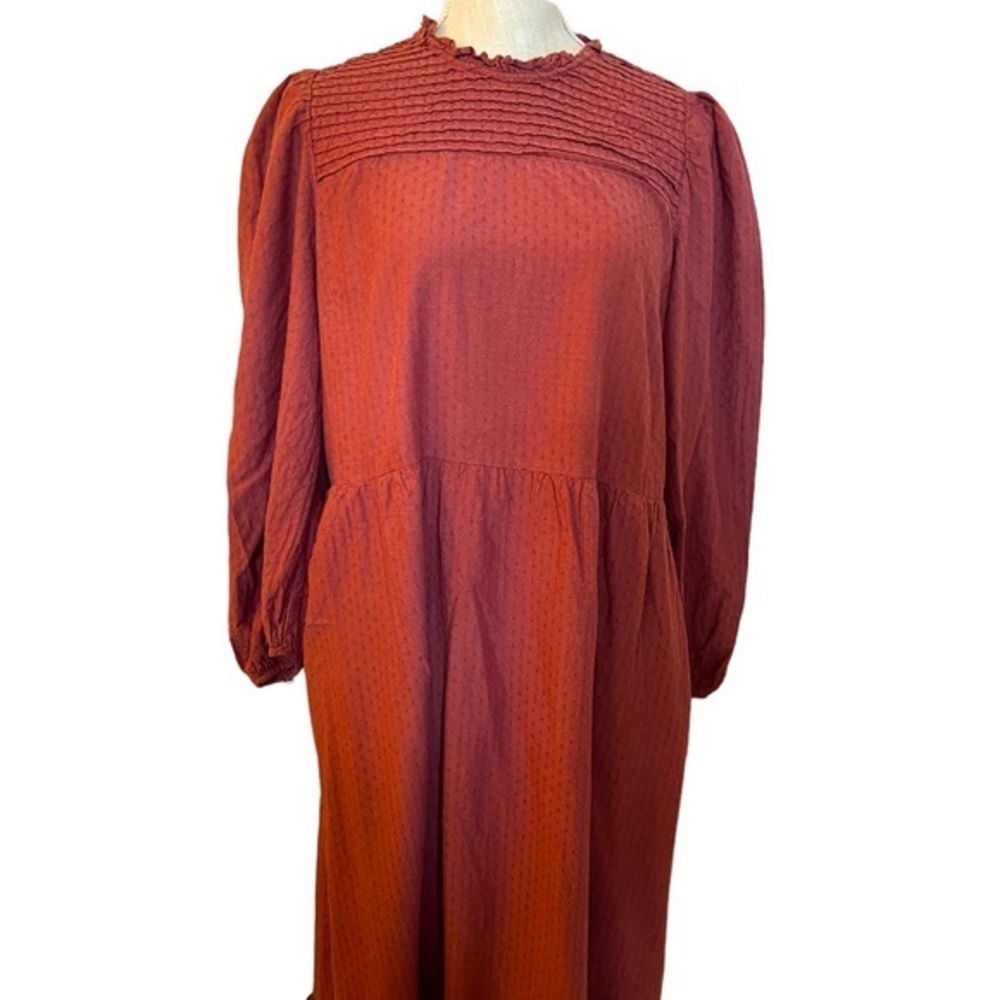 Universal Thread Rose Red Pintuck Long Sleeve Midi Dress